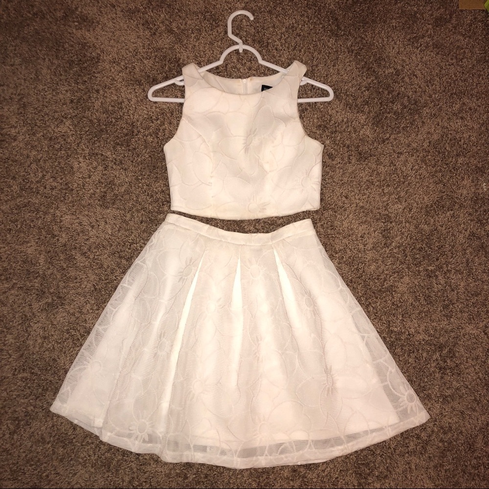 White two-piece formal dress